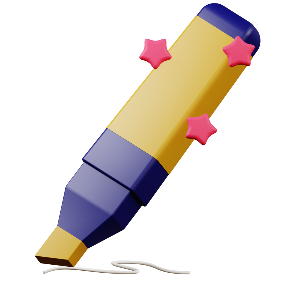 3d illustration of highlighter school education icon png