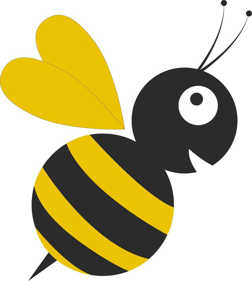 abeja feliz, ilustración, vector sobre fondo blanco.