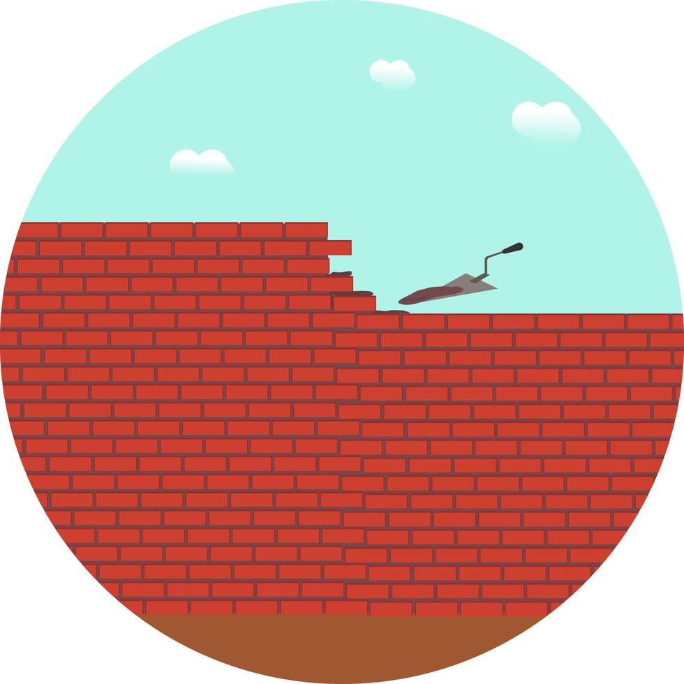 Building a wall ,illustration, vector on white background.