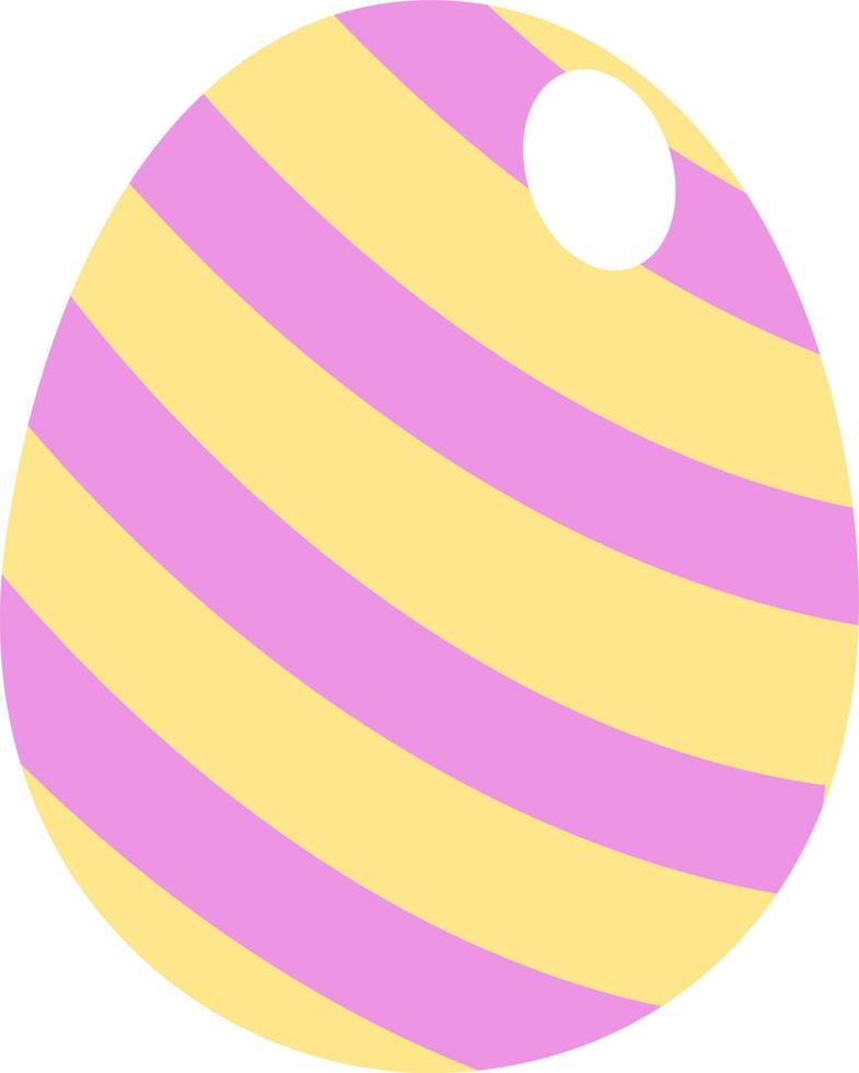 Yellow egg with pink stripes, illustration, vector on a white background.