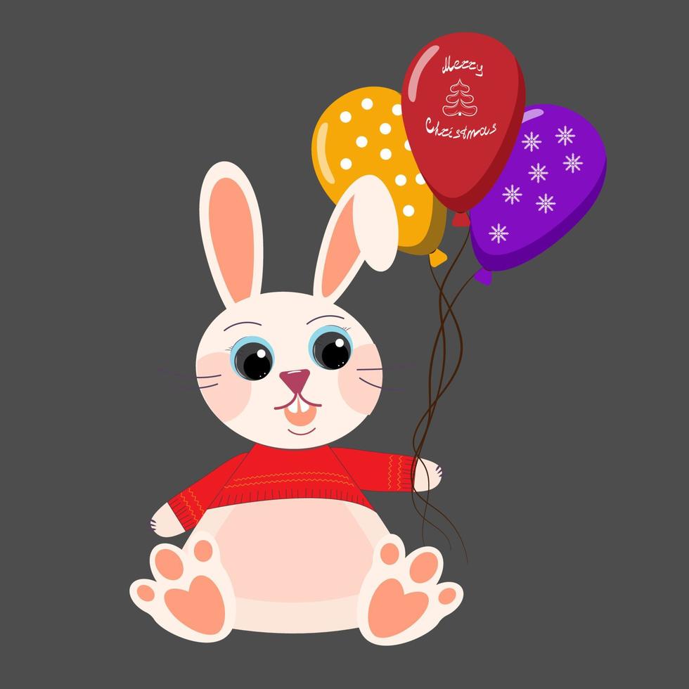 símbolo de conejo del año con globos vector
