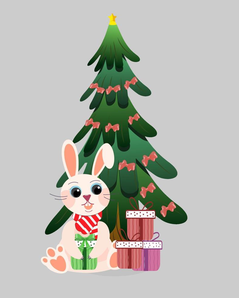 rabbit under the tree vector