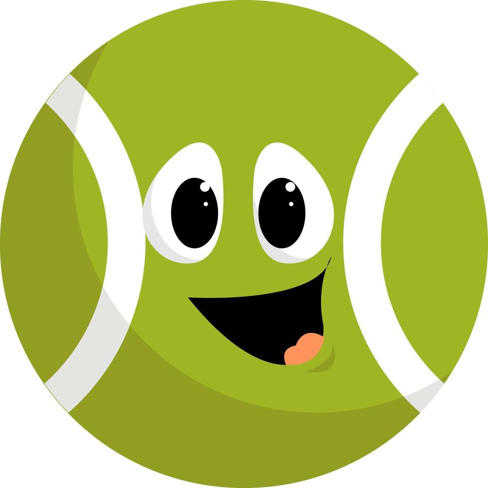 Happy tennis ball, illustration, vector on white background.