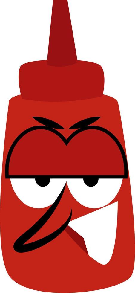 Mischievous ketchup, illustration, on a white background. vector