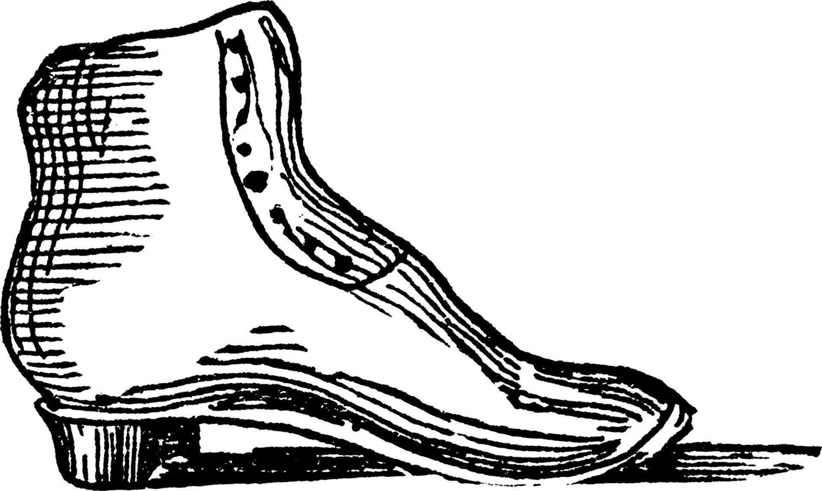 Shoe, foot, vintage engraving. vector