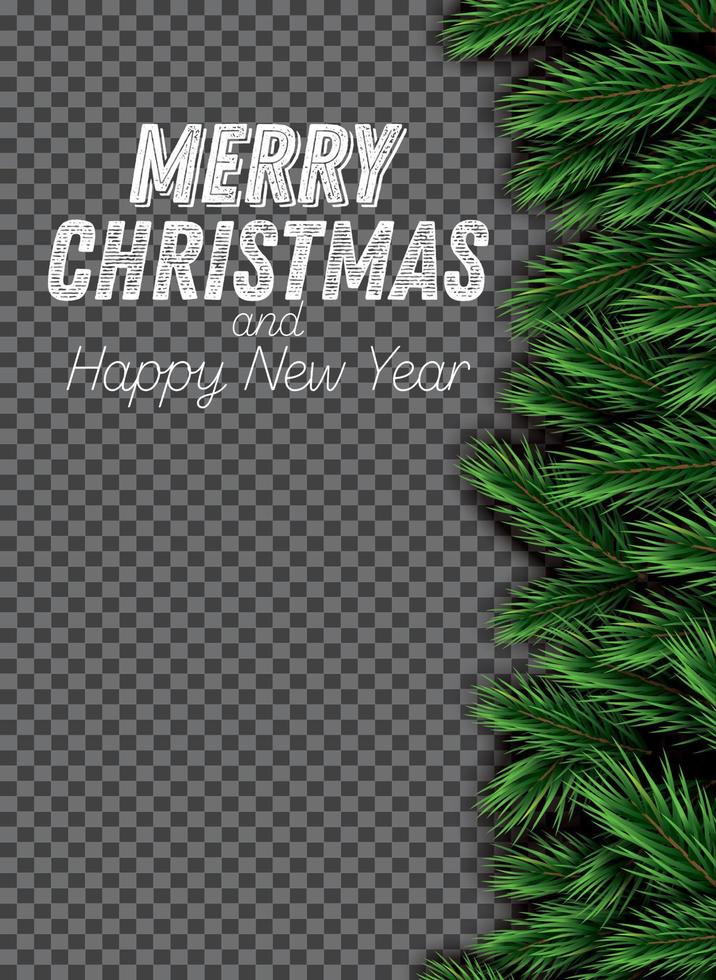 Fir Branch on Transparent Background. Merry Christmas and Happy New Year. vector
