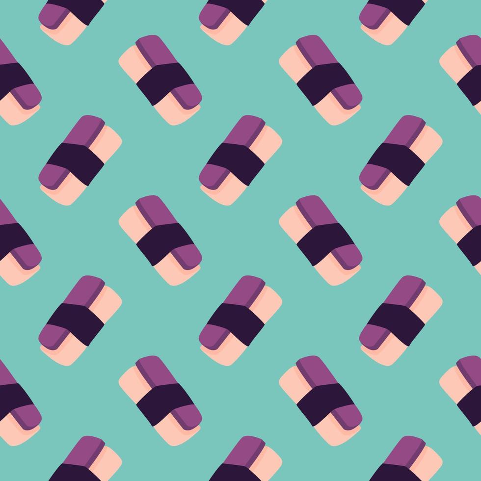 Musubi food ,seamless pattern on light green background. vector
