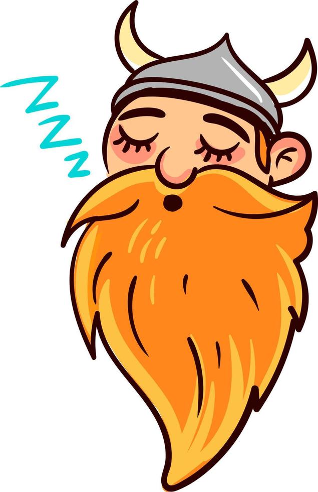 Sleeping viking, illustration, vector on white background