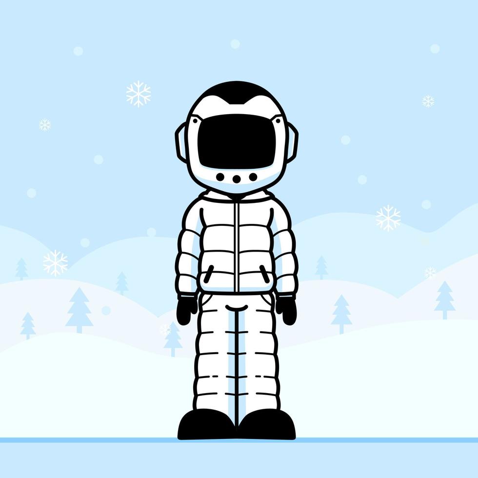 Cute astronaut wearing jacket coat in winter. vector