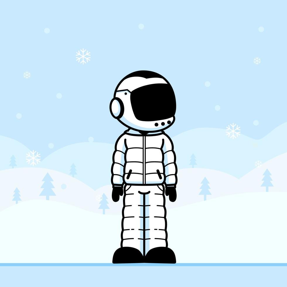 Cute astronaut wearing jacket coat in winter. vector