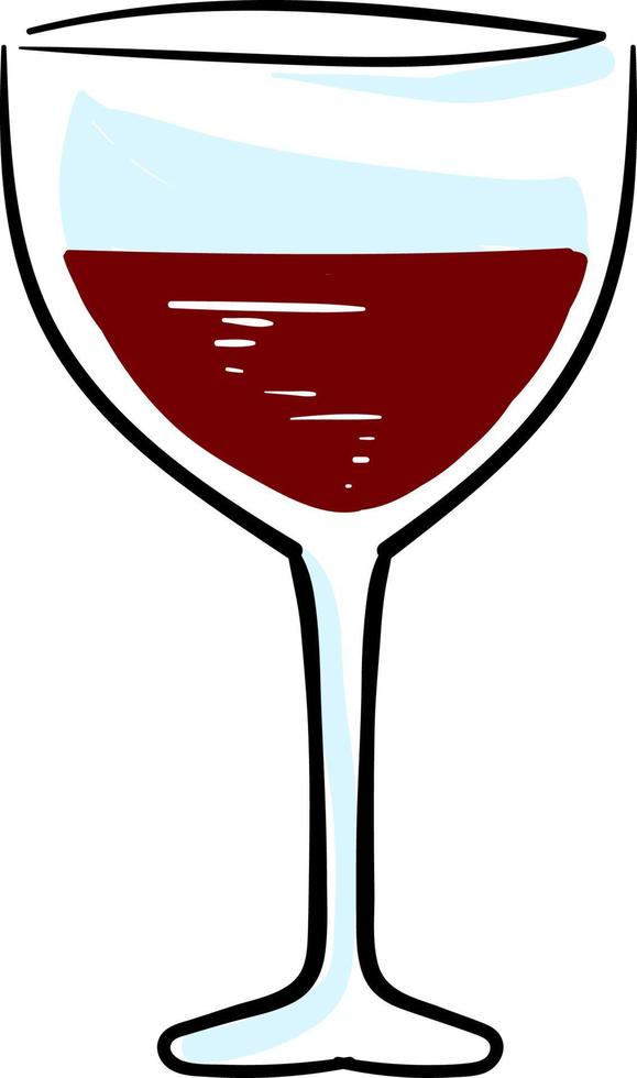 Glass of red wine, illustration, vector on white background.