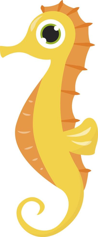 Yellow seahorse , illustration, vector on white background
