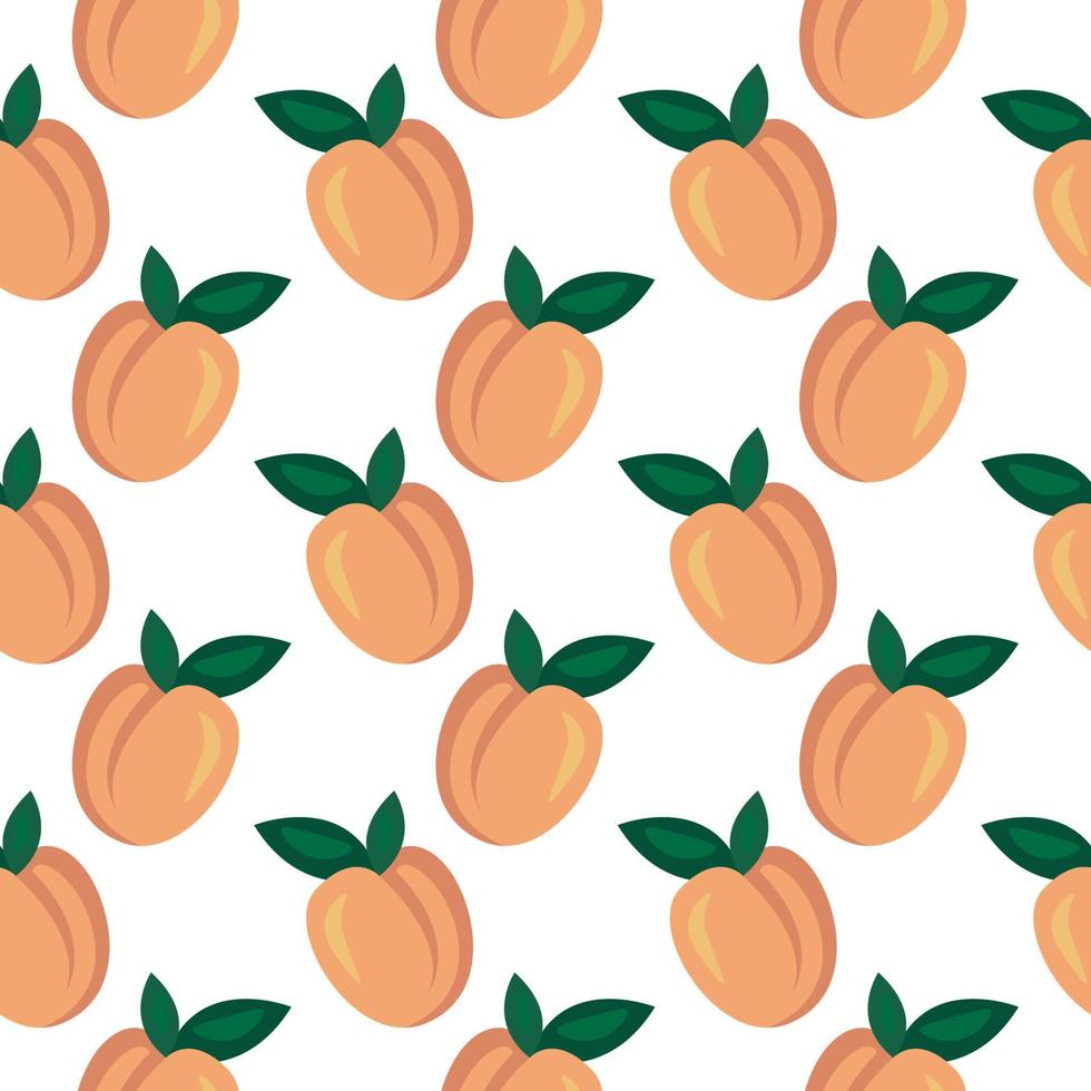 Orange peaches ,seamless pattern on white background. vector