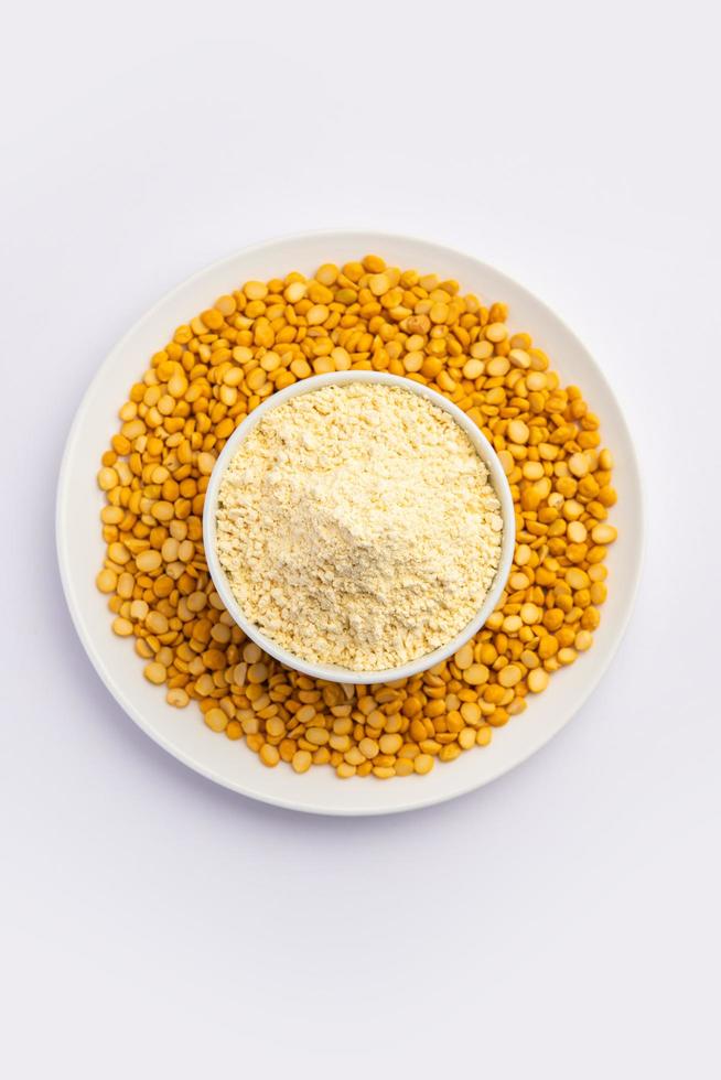Besan, Gram Flour or chickpea flour is a powder made from ground chickpea known as Bengal gram photo