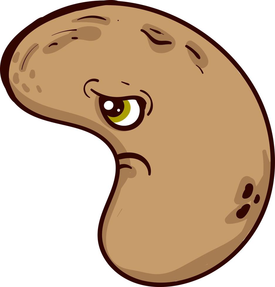 Sad cashew, illustration, vector on a white background.