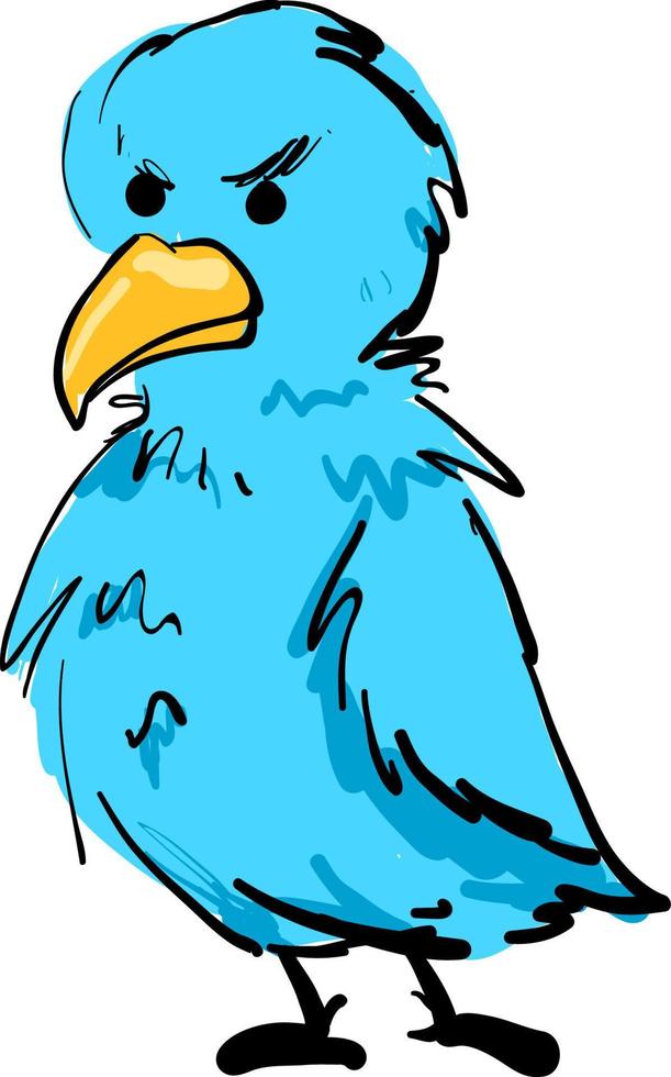 Angry blue bird, illustration, vector on white background.