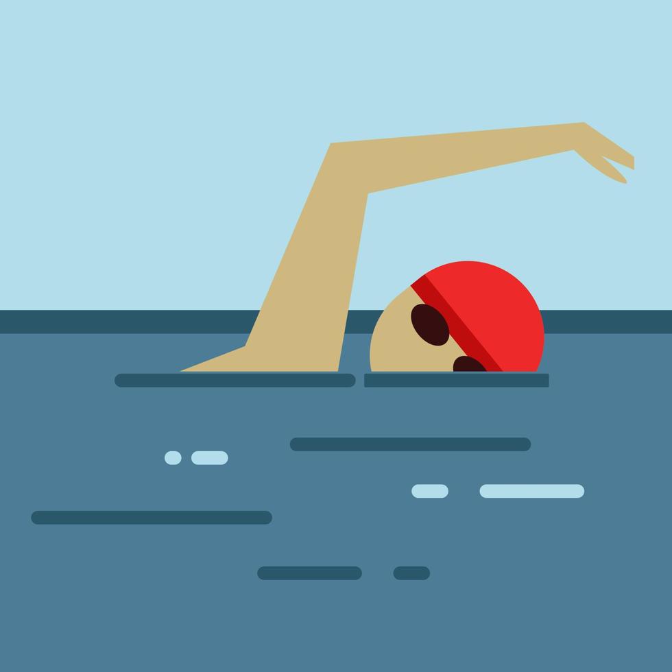 Swimming man, illustration, vector on white background.