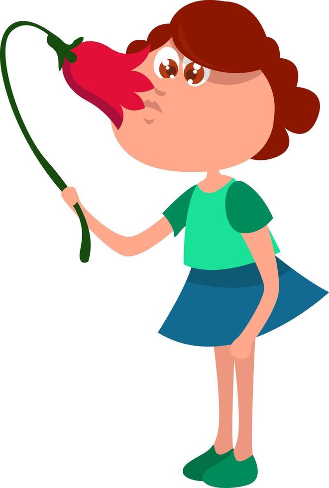 Girl with flower, illustration, vector on white background