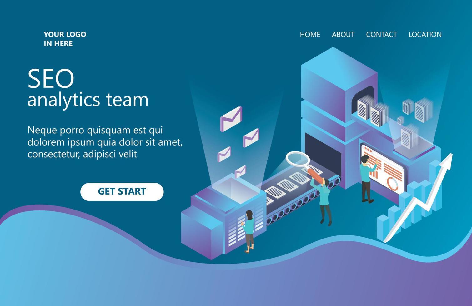 Illustration of search seo analysis Suitable for landing page, flyers, Infographics, And Other Graphic Related Assets-vector vector