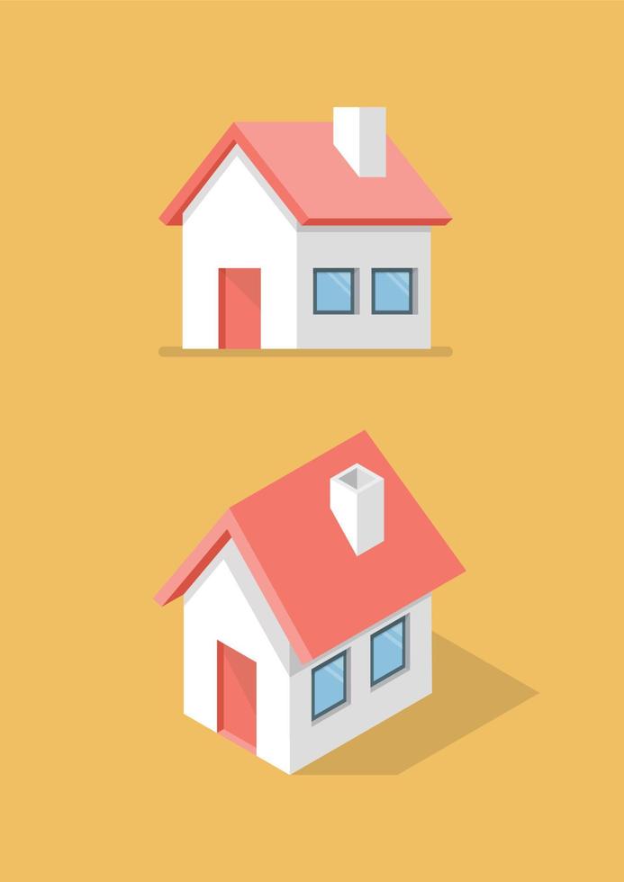 House in front view and isometric icon vector