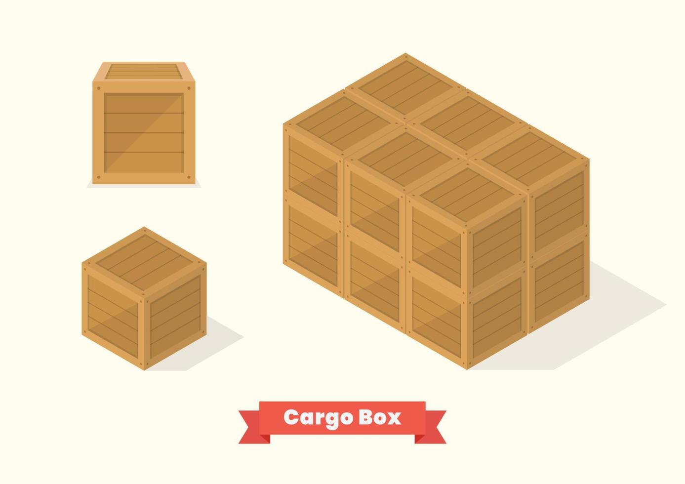 Cargo wood box isometric projection view vector