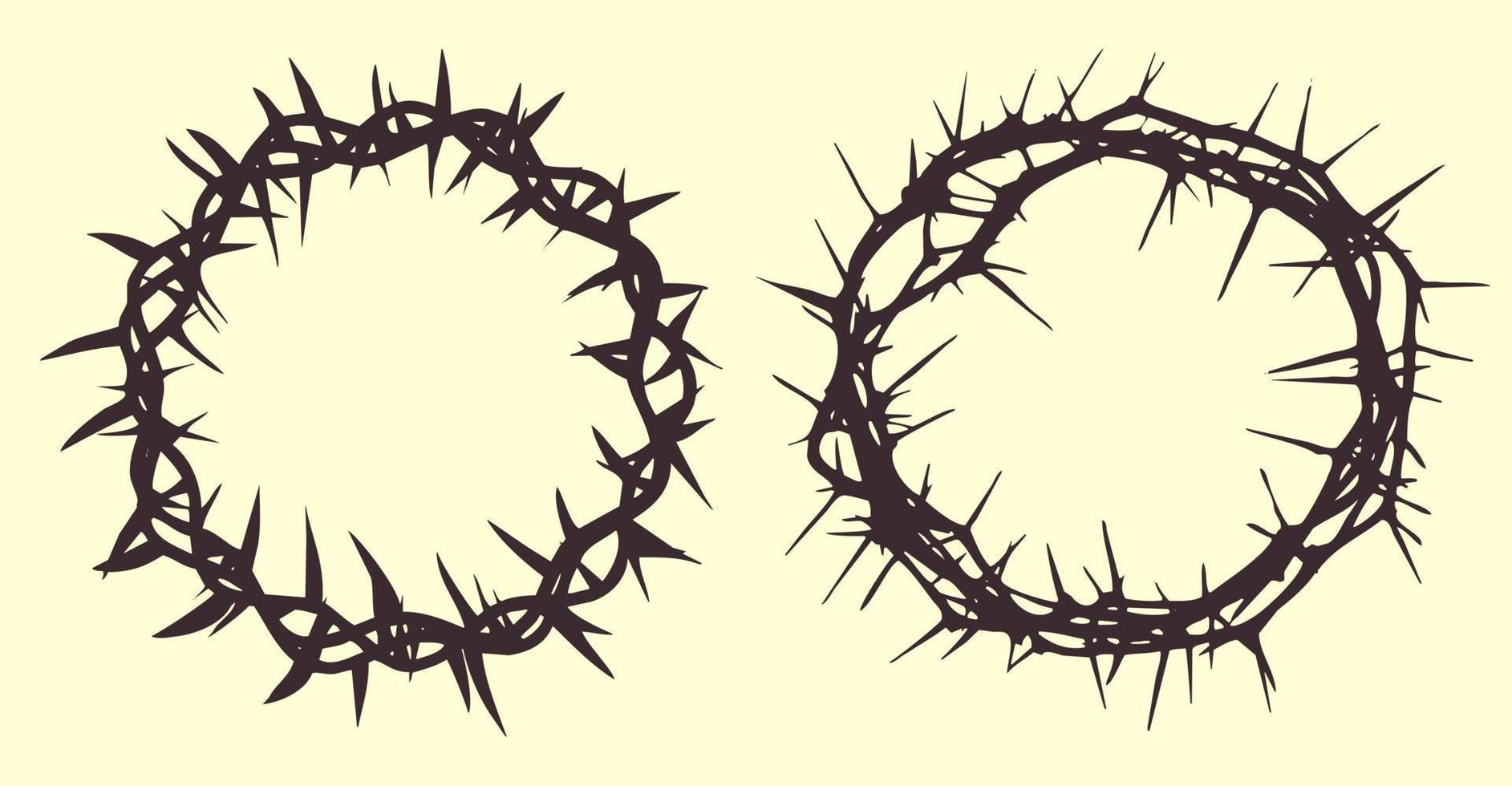 Silhouettes of two wreaths of thorns vector