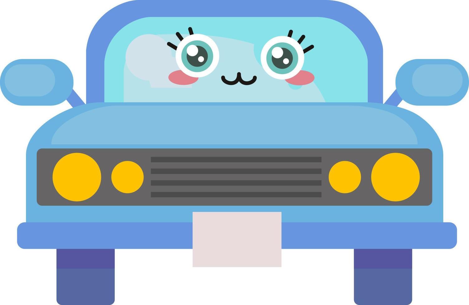 Cute blue car, illustration, vector on a white background.
