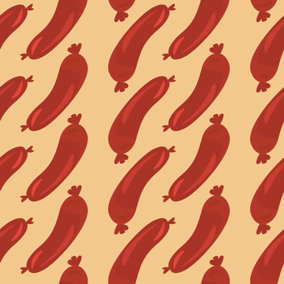 Delicious sausage , illustration, vector on white background