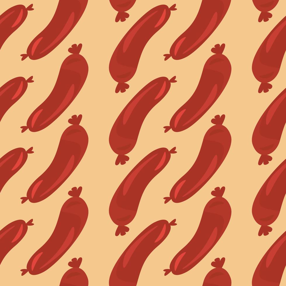 Delicious sausage , illustration, vector on white background