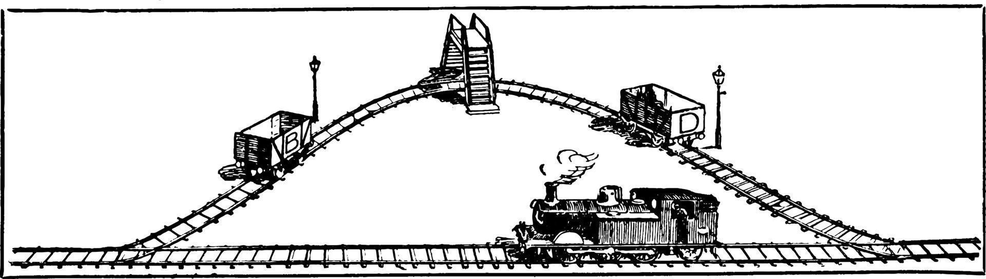 Toy train, vintage illustration vector