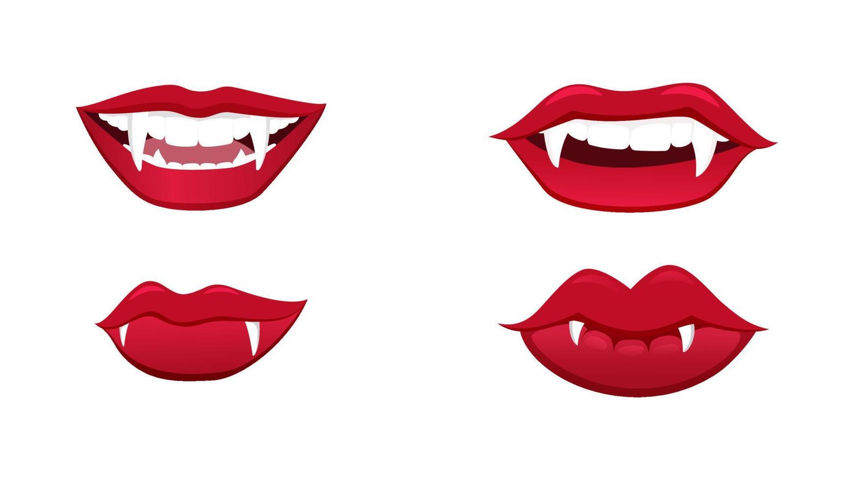 scarry spooky lips vector illustration set,