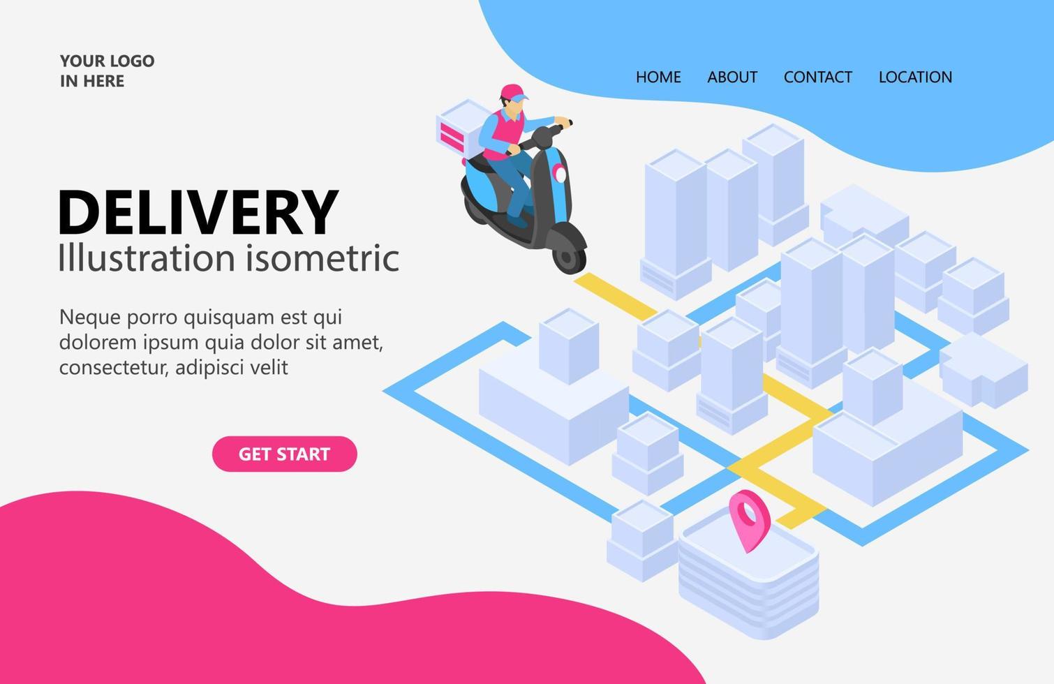 Illustration of a courier sending an order to his customer Suitable for landing page, flyers, Infographics, And Other Graphic Related Assets-vector vector
