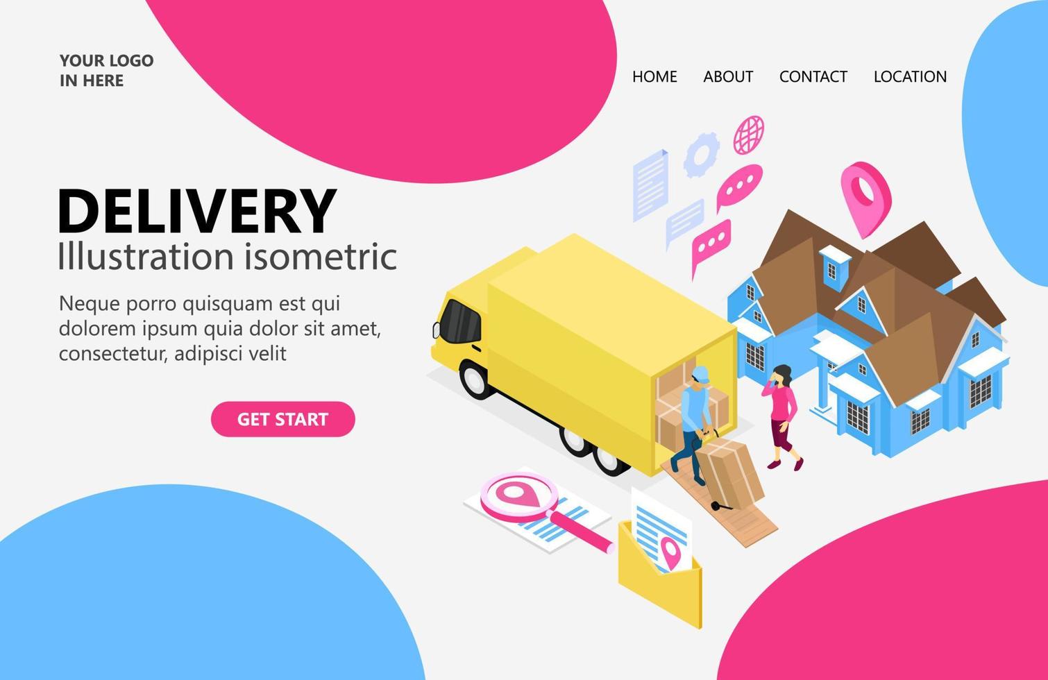 Illustration of a courier sending an order to his customer Suitable for landing page, flyers, Infographics, And Other Graphic Related Assets-vector vector