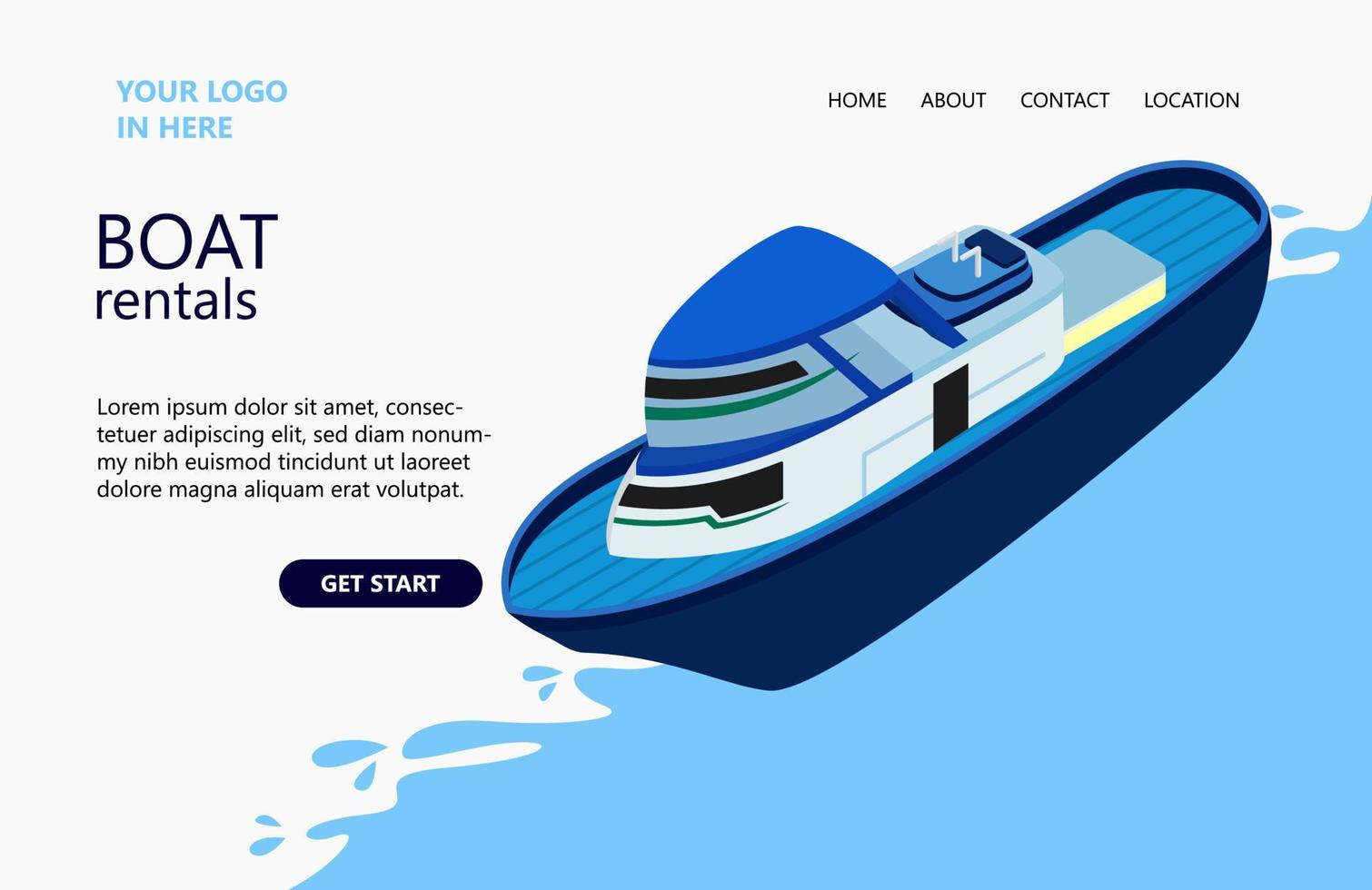 Illustration of a ship in the middle of the ocean Suitable for landing page, flyers, Infographics, And Other Graphic Related Assets-vector vector