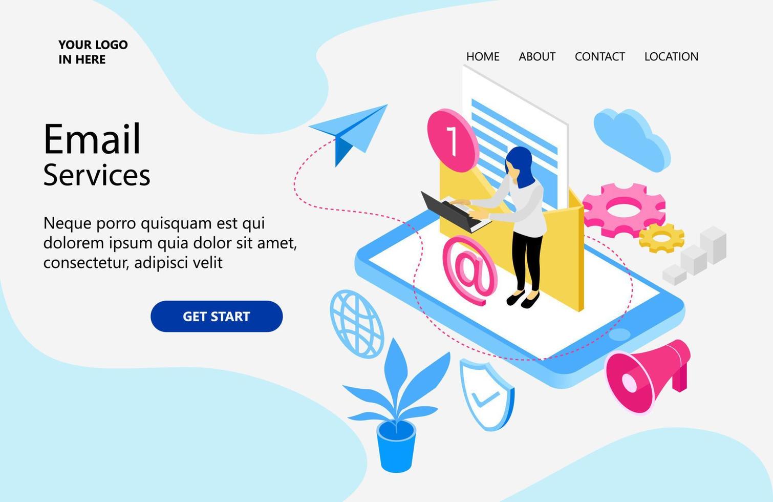 Illustration of online email service Suitable for landing page, flyers, Infographics, And Other Graphic Related Assets-vector vector
