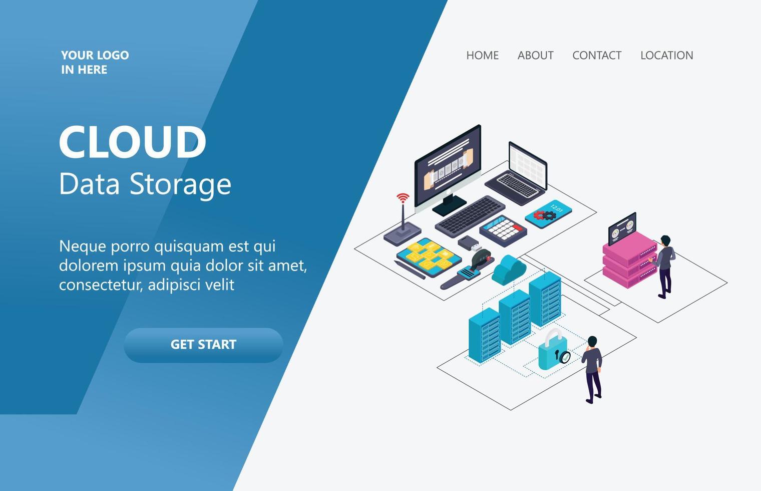 Illustration of cloud data storage server programmer Suitable for landing page, flyers, Infographics, And Other Graphic Related Assets-vector vector