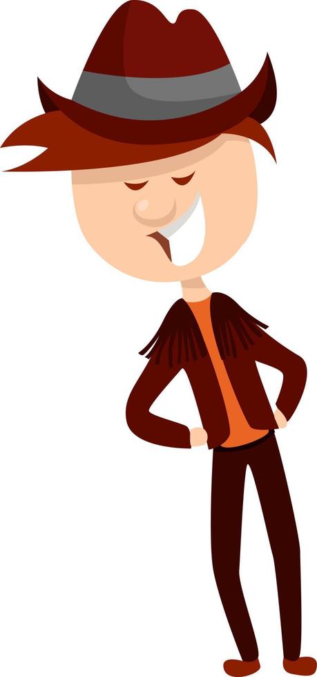 Cowboy in a suit, illustration, vector on white background.