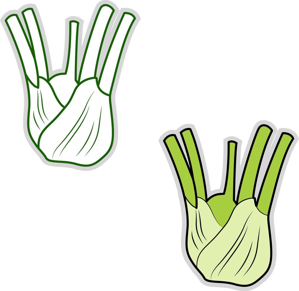 Green fennel, illustration, vector on white background.