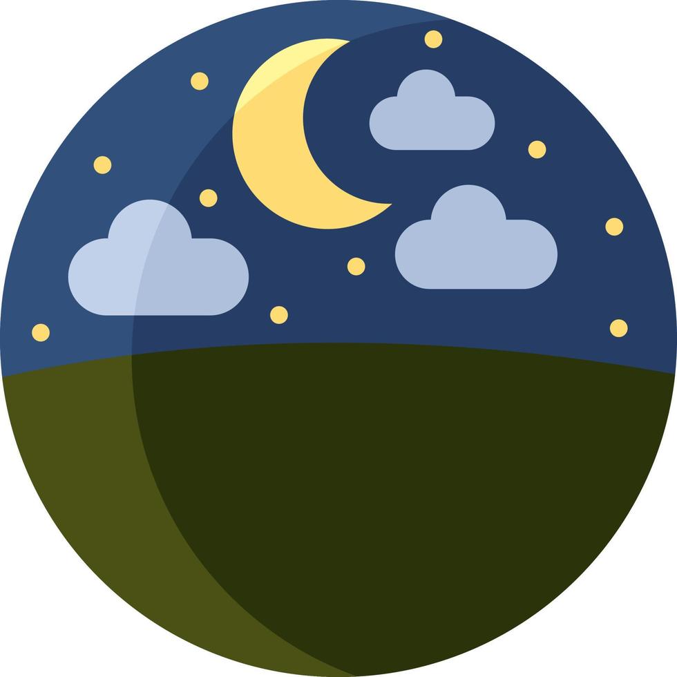 campo por la noche, ilustración de icono, vector sobre fondo blanco