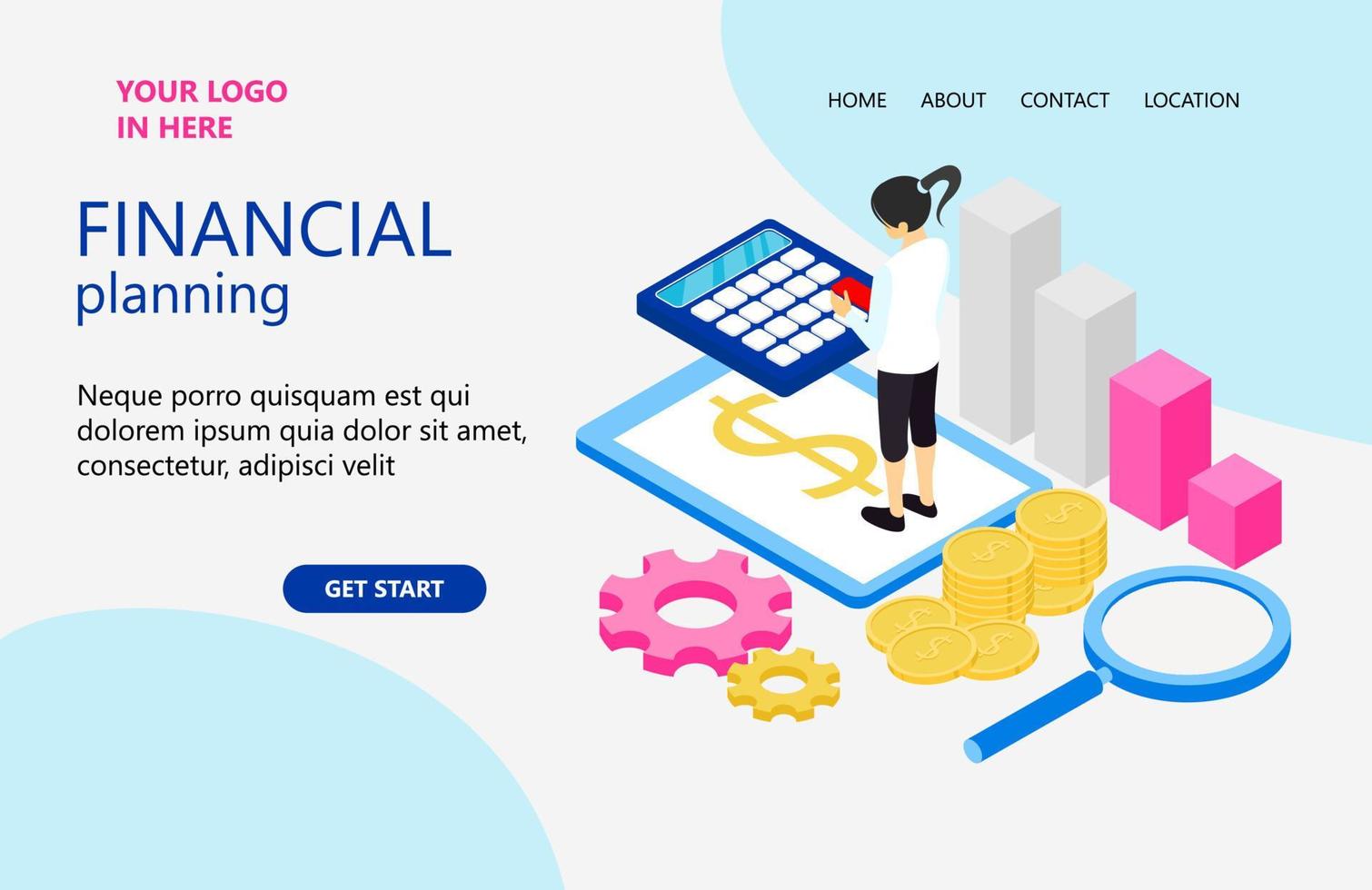 ilustración de un plan de negocios financiero adecuado para la página de destino, folletos, infografías y otros vectores de activos relacionados con gráficos