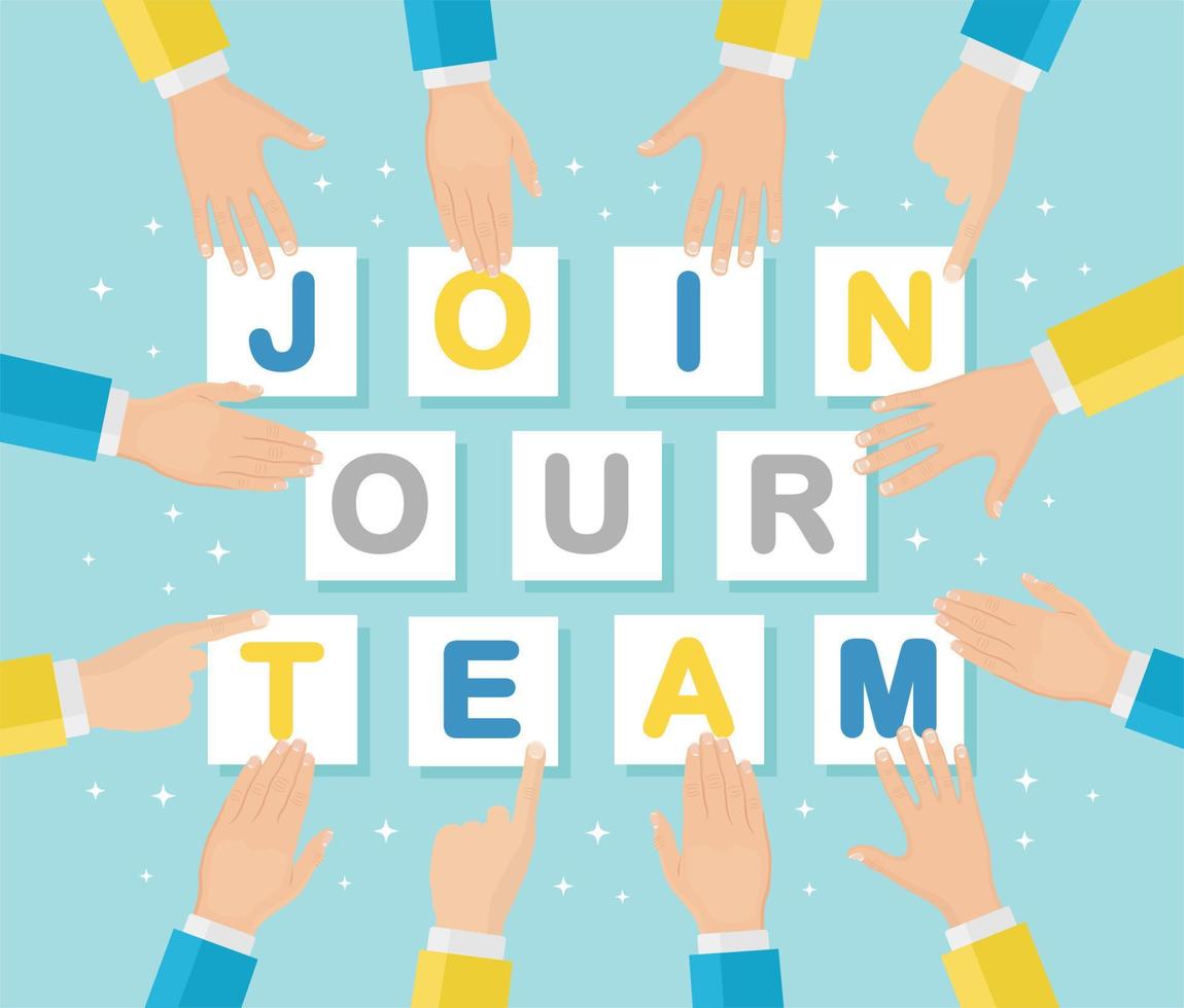 Join our team. Recruitment, hiring for interview. Search human resources vector