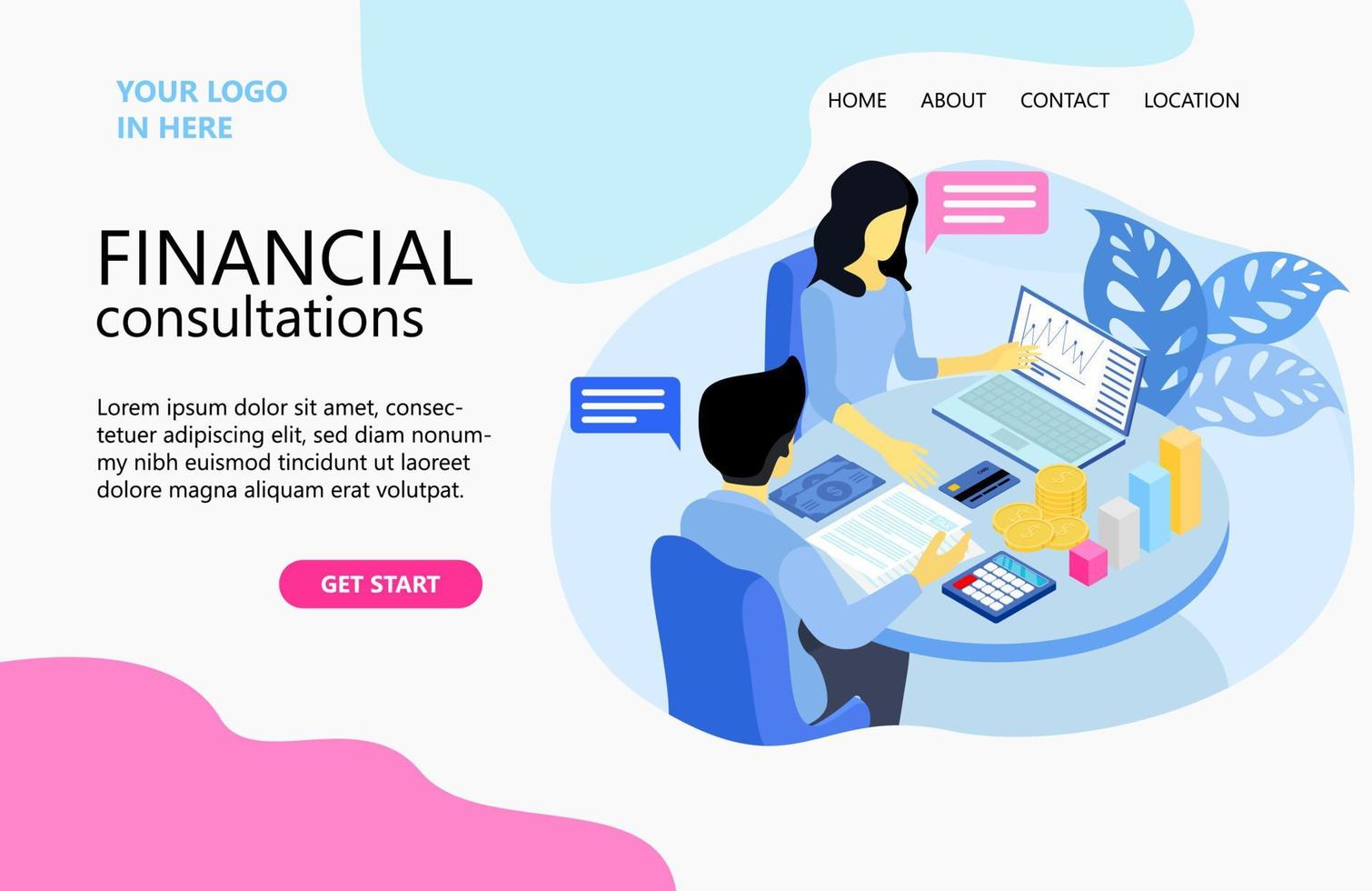 Illustration of business financial consulting with experts Suitable for landing page, flyers, Infographics, And Other Graphic Related Assets-vector vector