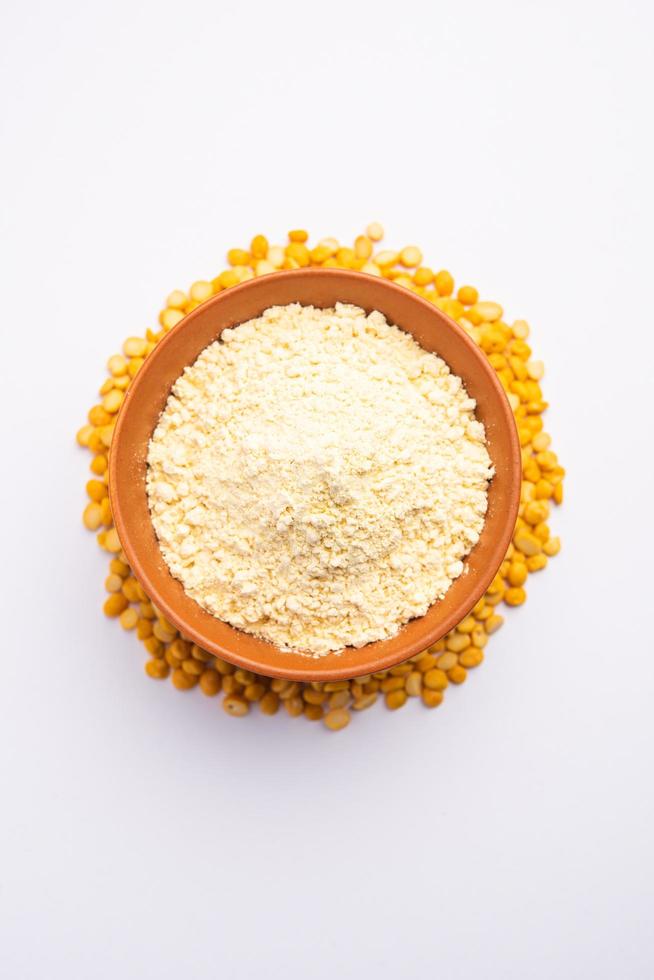 Besan, Gram Flour or chickpea flour is a powder made from ground chickpea known as Bengal gram photo