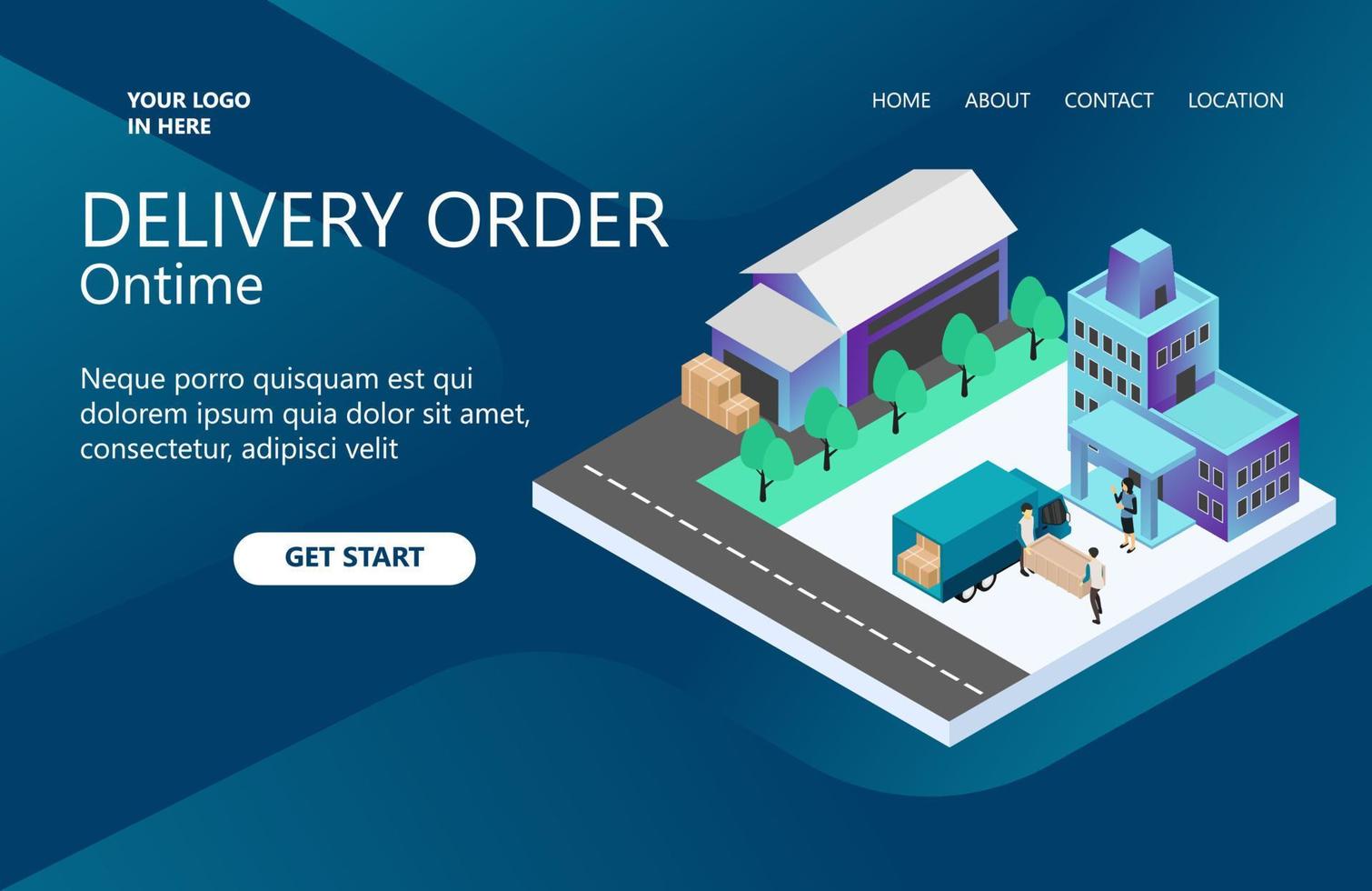 Illustration of courier delivery order Suitable for landing page, flyers, Infographics, And Other Graphic Related Assets-vector vector