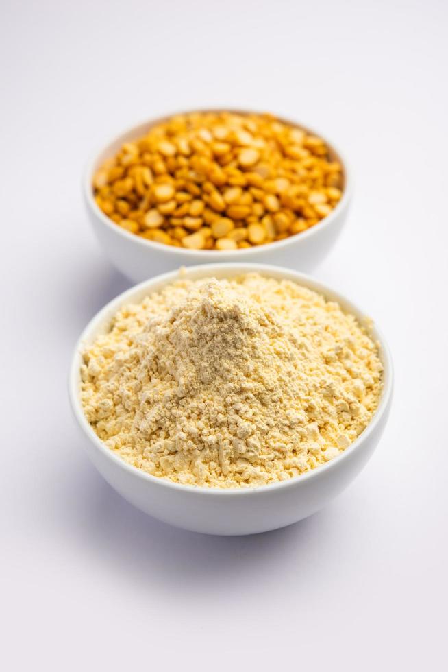 Besan, Gram Flour or chickpea flour is a powder made from ground chickpea known as Bengal gram photo