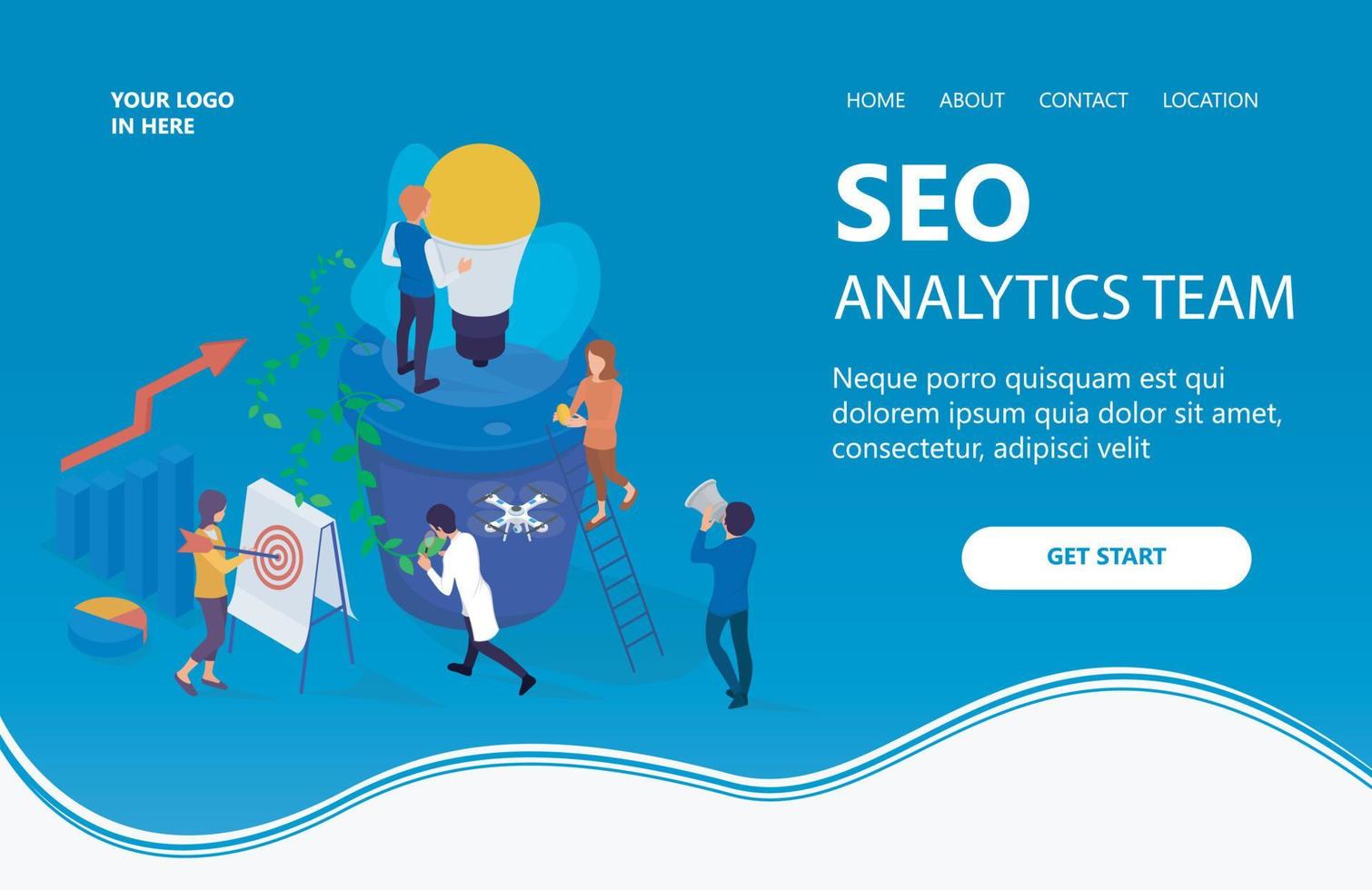 Illustration of search seo analysis Suitable for landing page, flyers, Infographics, And Other Graphic Related Assets-vector vector