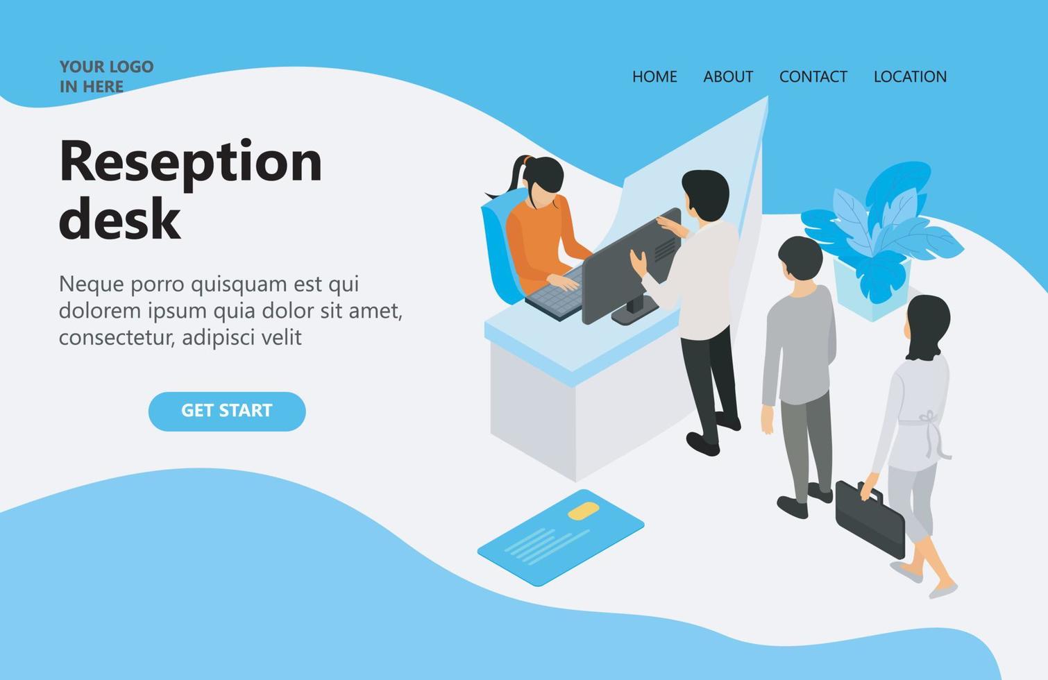 Illustration of queuing in front of the reception desk Suitable for landing page, flyers, Infographics, And Other Graphic Related Assets-vector vector