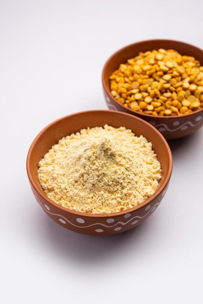 Besan, Gram Flour or chickpea flour is a powder made from ground chickpea known as Bengal gram photo