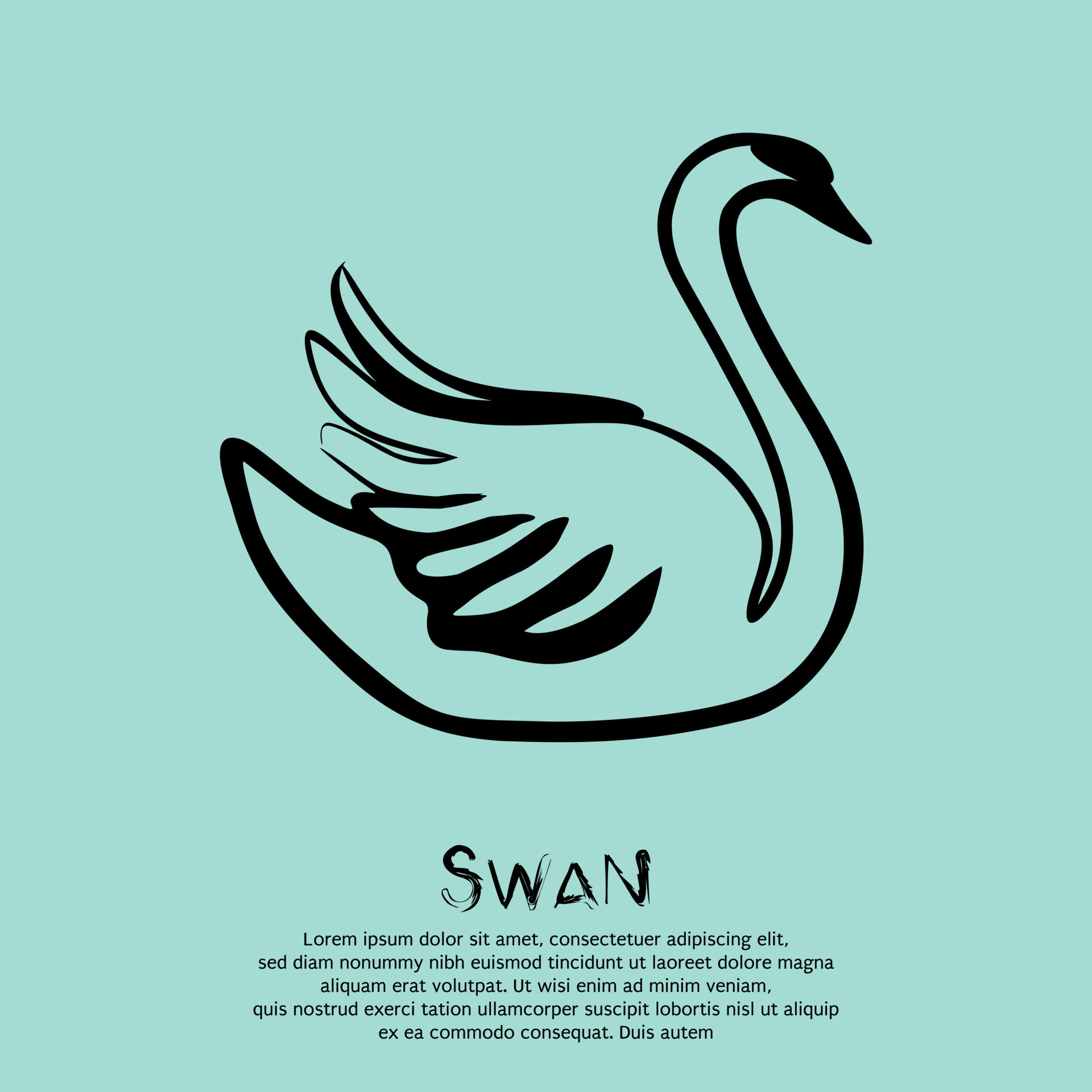 Swan line drawing art. Vector illustration 13754322 Vector Art at Vecteezy