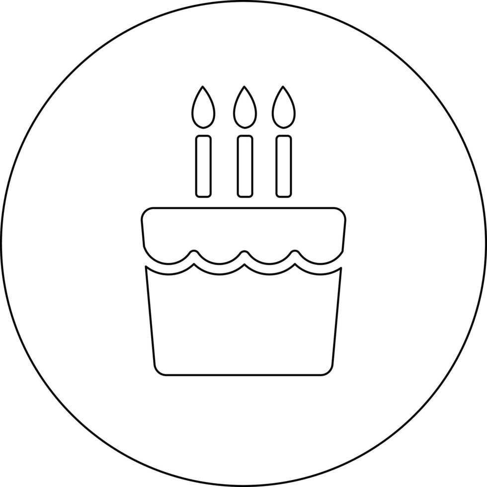 Cake with three candles, illustration, vector on white background.